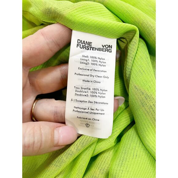 Diane Von Furstemberg Mesh Dress Sun Prairie Soft Green Large - Picture 7 of 8